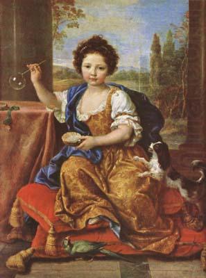 Girl Bloing Soap Bubbles (mk08), Pierre Mignard